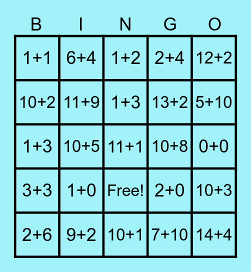 Spelend leren +tot 20 Bingo Card