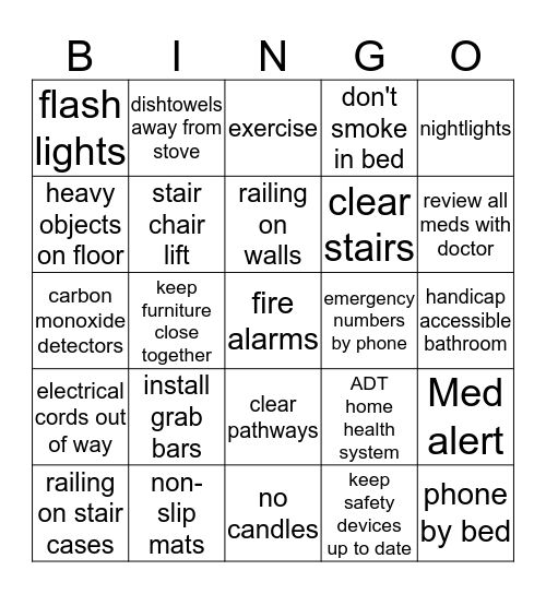 how to keep our house safe Bingo Card