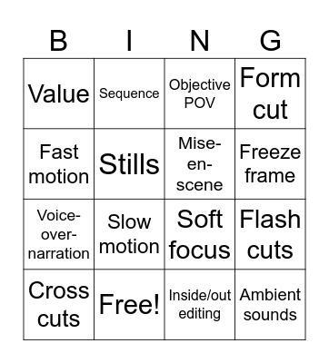 Unit 3 Vocab Bingo Card