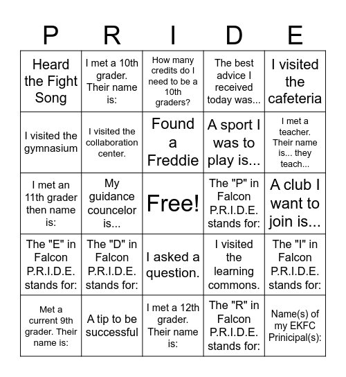 FALCON BINGO Card
