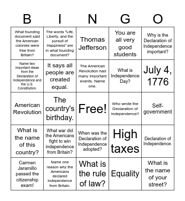 Untitled Bingo Card