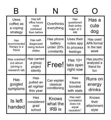 WIP Banquet Bingo Card