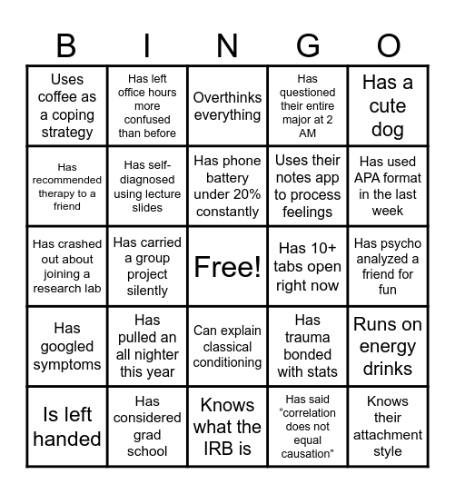 WIP Banquet Bingo Card