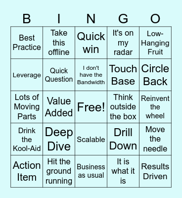 Corporate Jargon Bingo Card