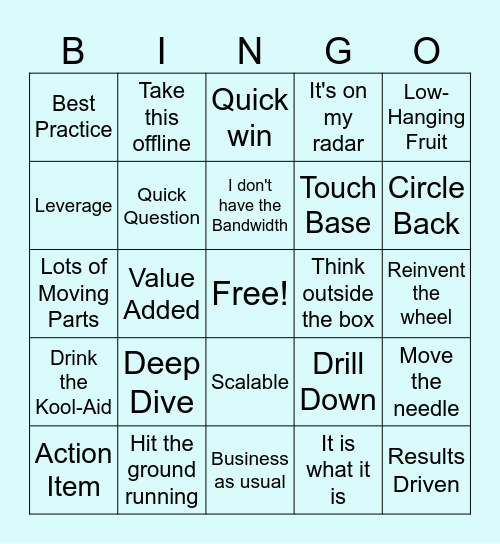 Corporate Jargon Bingo Card