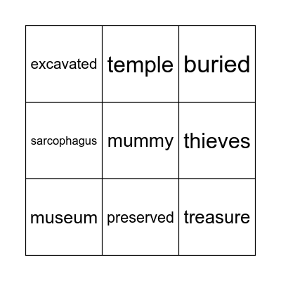 VOCABULARY BINGO Card