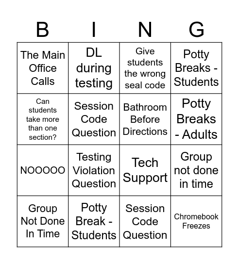 Testing BINGO Card