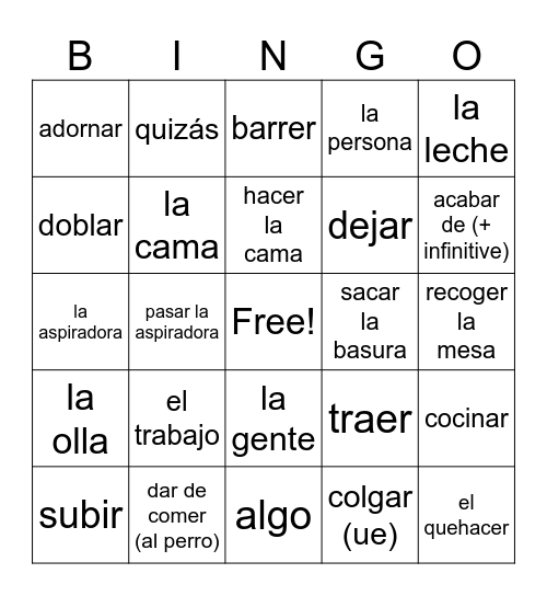 Que Chevere 1 8A Bingo Card