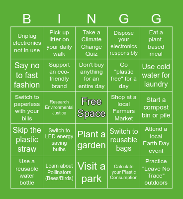 🌍 Go Green or Go Home! Bingo Card
