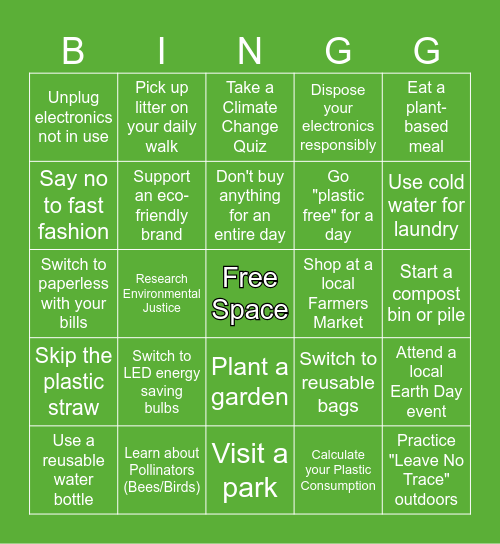 🌍 Go Green or Go Home! Bingo Card