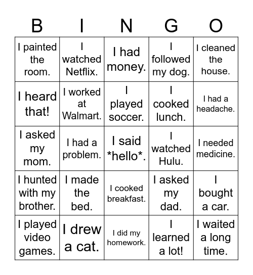 Perfekt mit T Bingo Card
