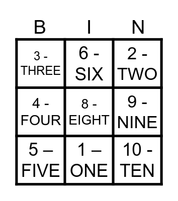 FUN WITH NUMBERS Bingo Card