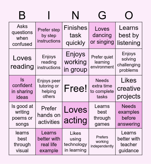 NAME THAT PERSON Bingo Card