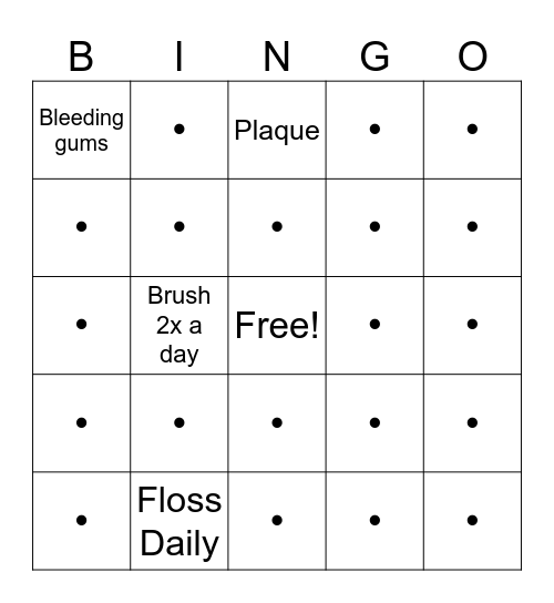 Dentist Bingo Card