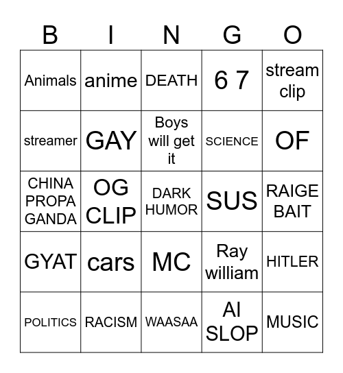 Doomscroll bingo Card