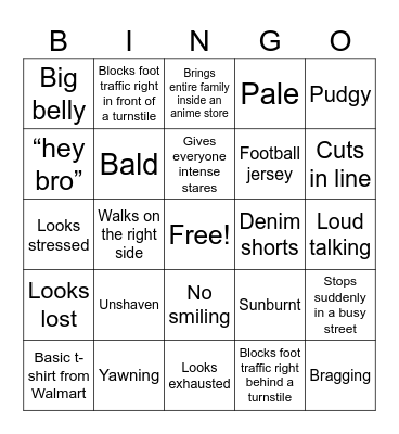 Western Tourist in Japan Bingo Card