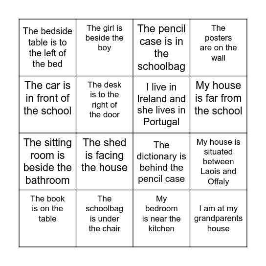 Translation Challenge Bingo Card