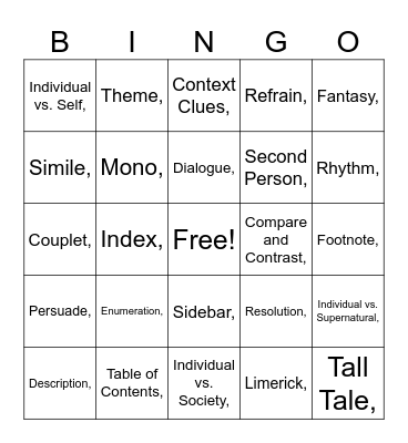 SOL REVIEW BINGO Card