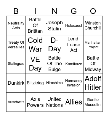 WW2 Bingo Card