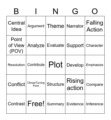 ELA bingo Card