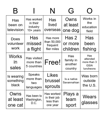 GSIA MAYOR'S LUNCHEON 2026 Bingo Card