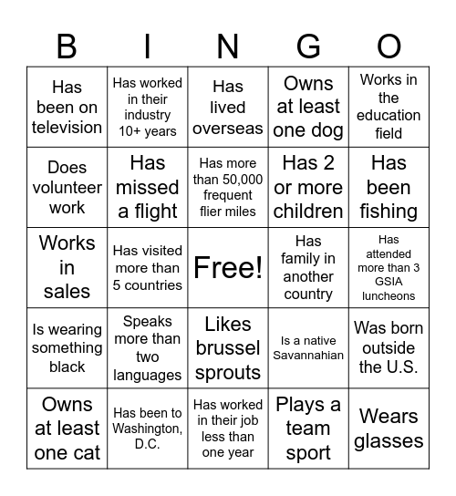 GSIA MAYOR'S LUNCHEON 2026 Bingo Card