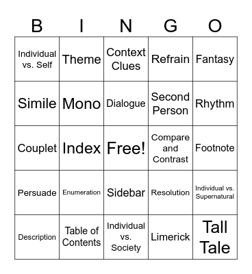 SOL REVIEW BINGO Card