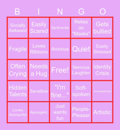 Gangle Kin Bingo Card