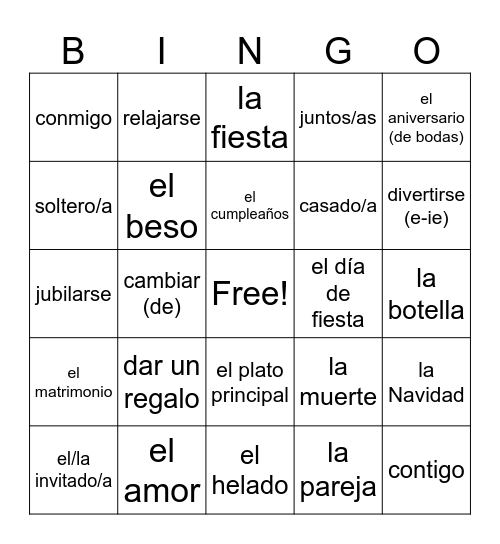 SEN 2 - Vocab de Lección 3 Bingo Card