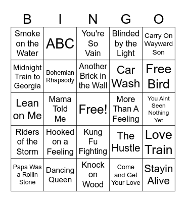 Best of the 70s Bingo Card