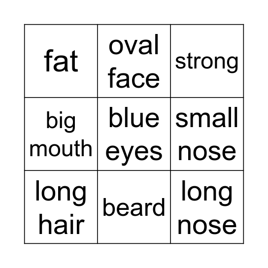 APPEARENCE Bingo Card