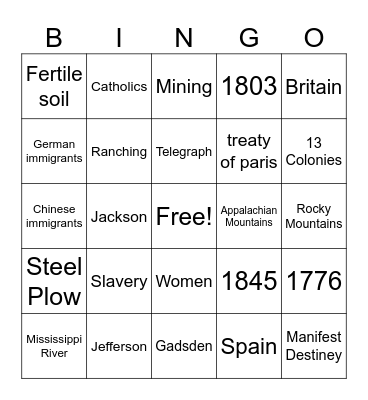 History bingo Card