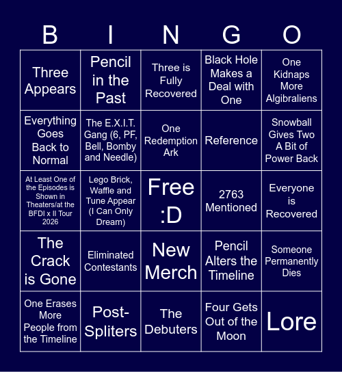 The TPOT "Defeat One" Episode Trilogy/TPOT 23-25 Bingo Card