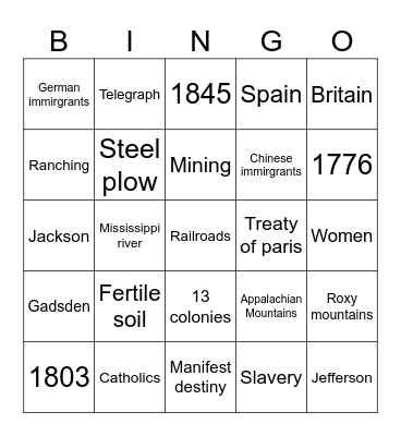 history bingo Card