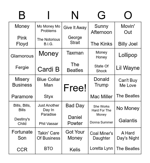 Tax Day Bingo Card