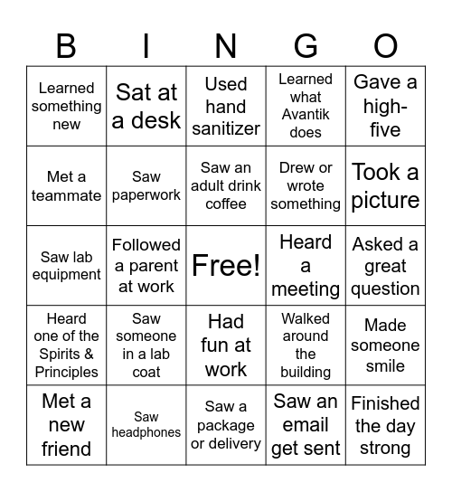 AVANTIK Bingo 2026 Bingo Card