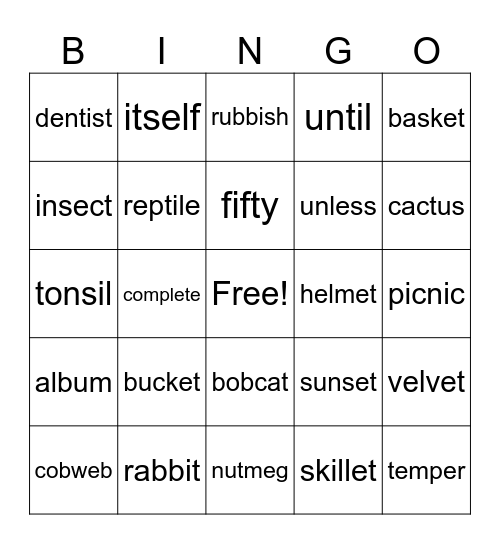 Untitled Bingo Card