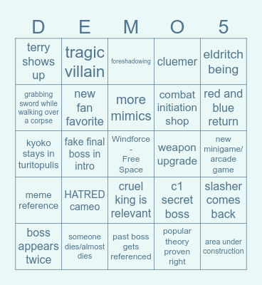 Block Tales Demo 5 Bingo Card