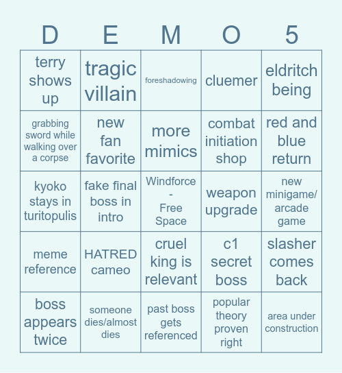 Block Tales Demo 5 Bingo Card