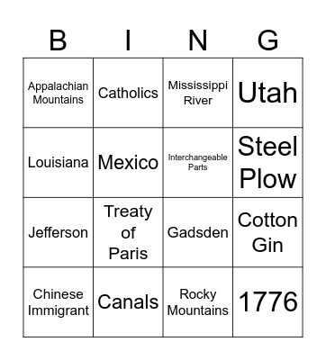 4th period BING Bingo Card