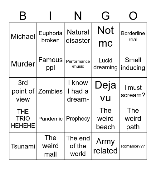 ⋆✮Elle's Dreams✮⋆ Bingo Card