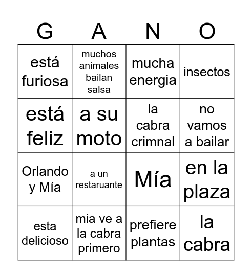 Perezosa Impaciente Capitulo 8 Bingo Card