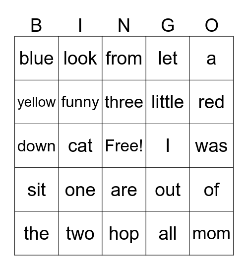 Tricky Word Bingo Card