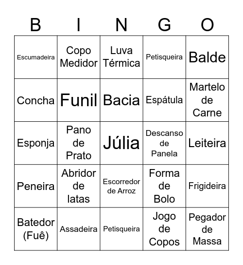 Chá de Panela da Júlia Bingo Card
