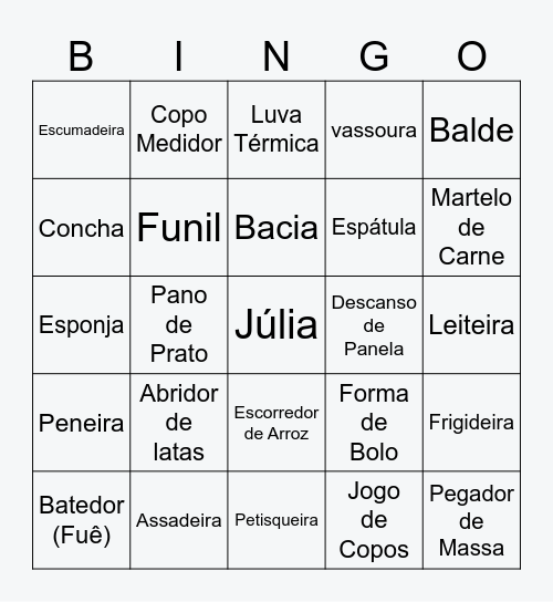 Chá de Panela da Júlia Bingo Card
