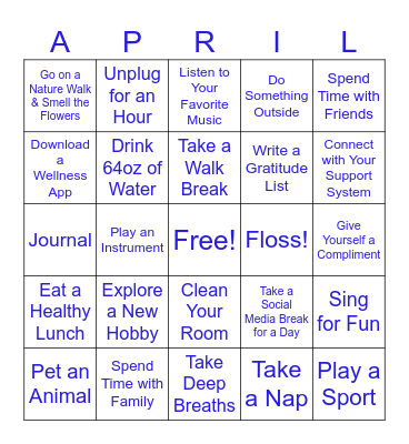 April Wellness Bingo Card