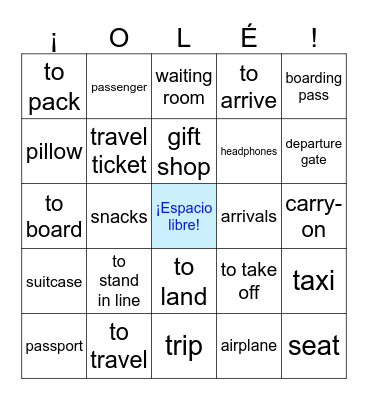¡Viaje en avión! Bingo Card