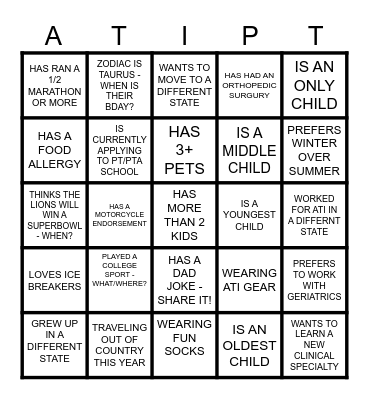 Find Someone Who... Bingo Card