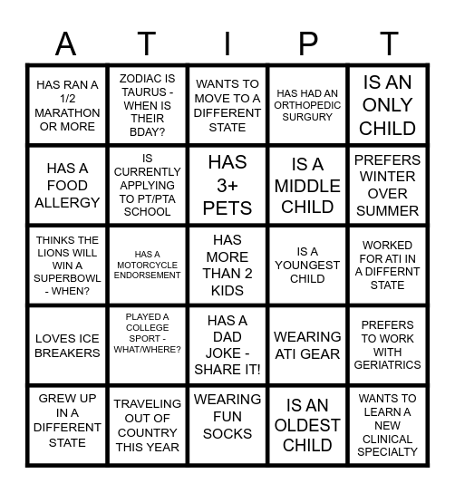 Find Someone Who... Bingo Card