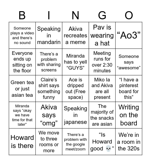 Red Moon Bingo Card
